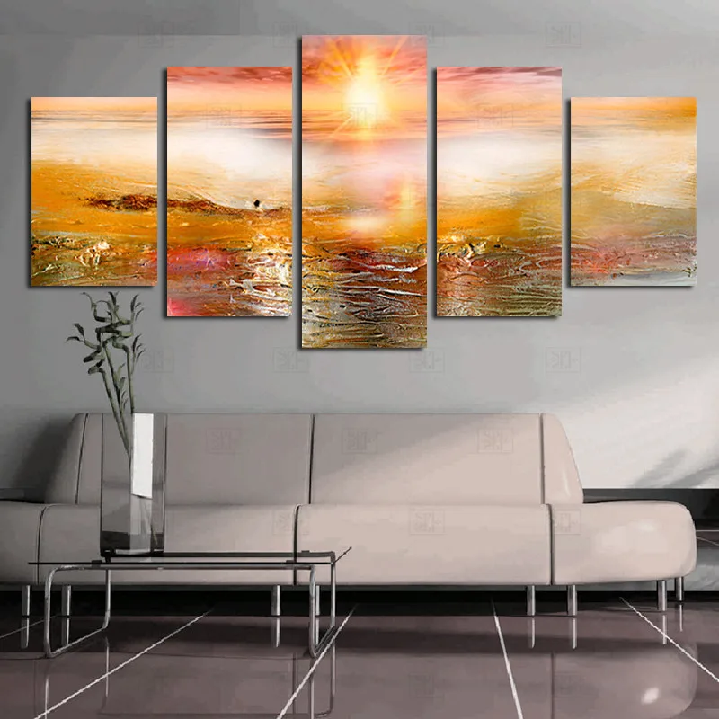

Modern Abstract Canvas Painting Artistic Conception 5pc Wall Art Posters And Prints Pictures For Living Room Bedroom Home Decor