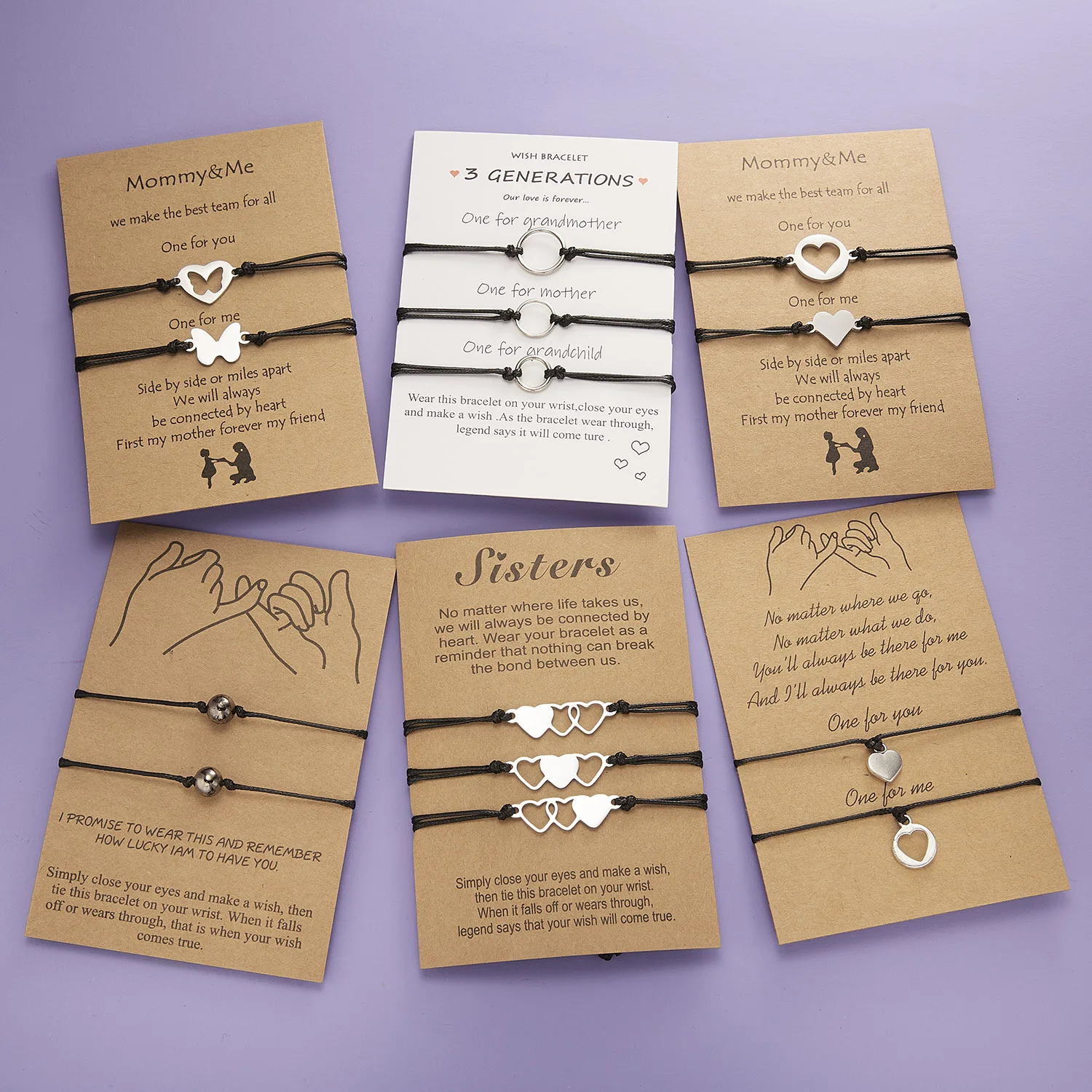 2 шт./компл. бусины в форме сердца для женщин и девушек ручной работы черная нить