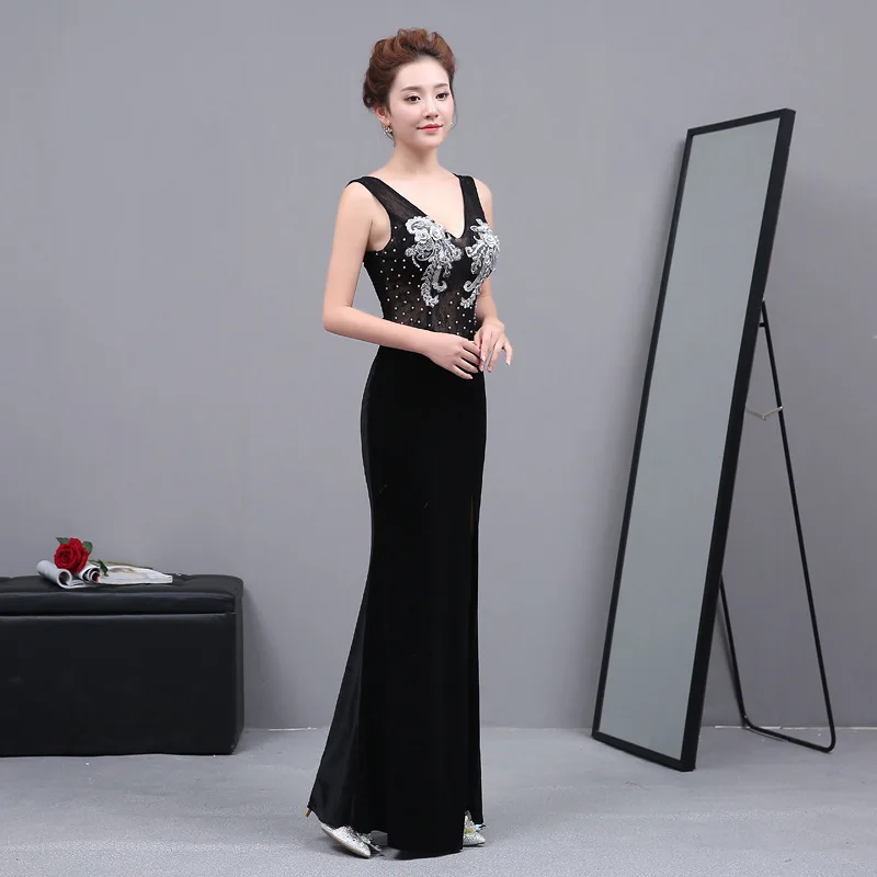 Летние черные перспективное сексуальное Cheongsam современный Восточный Стиль