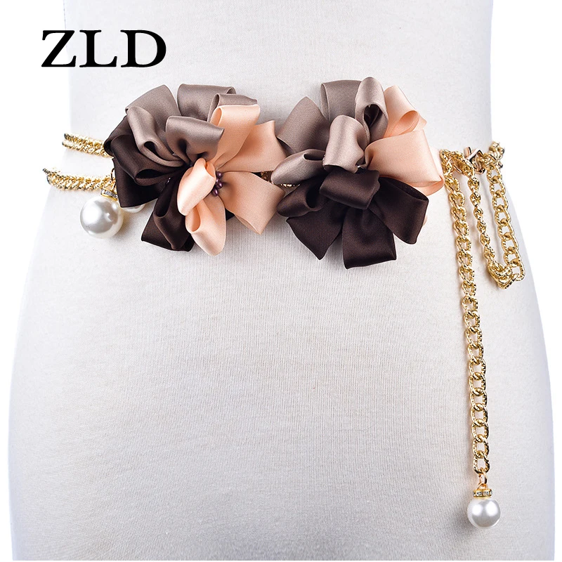 

Ремень ZLD женский металлический, модный тонкий пояс с цветочным узором, элегантный простой аксессуар, юбка-комбинезон, пояс