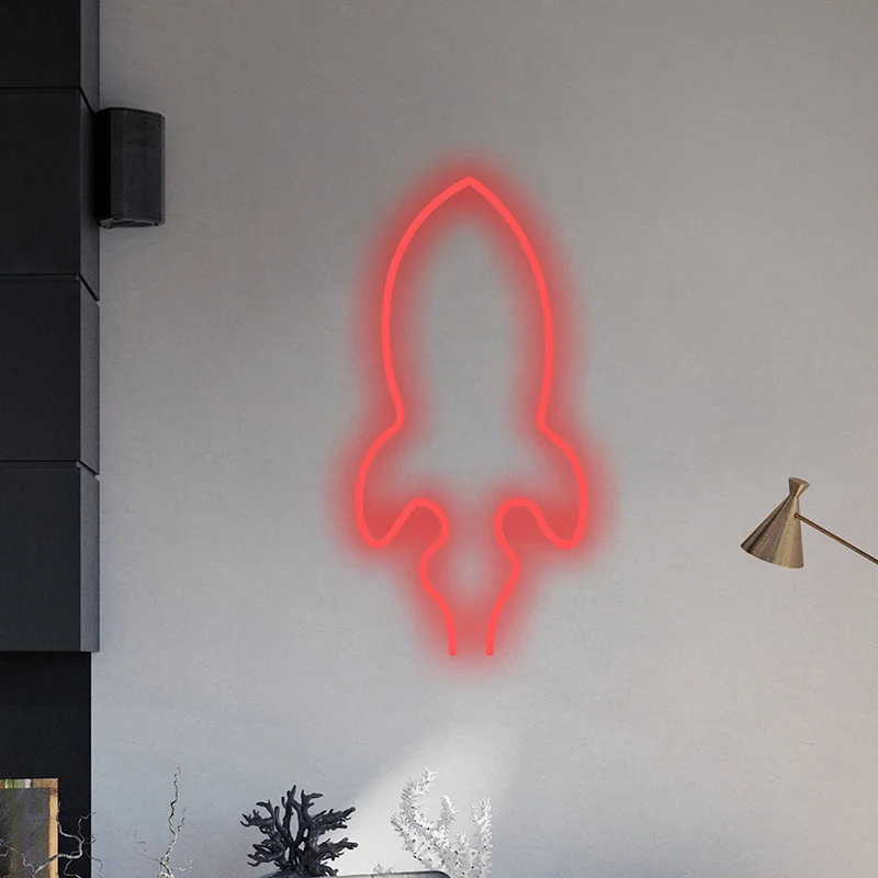 

Custom Led Flex Neon Sign rocket Art Bar Pub Club Wall Hanging Flexible Decoration For Room Wedding