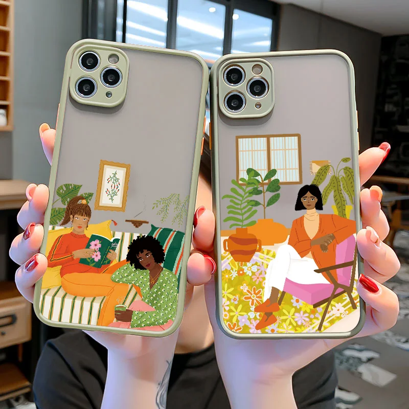 

Cartoon Girl's Life Phone Case For iphone 7 8 Plus SE 2020 for iPhone X XR XS MAX 13 11 12 Pro Max Hard Shockproof Cover Fundas