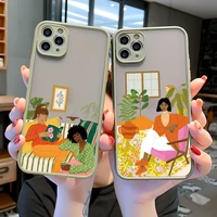 cartoon girls life phone case for iphone 7 8 plus se 2020 for iphone x xr xs max 13 11 12 pro max hard shockproof cover fundas