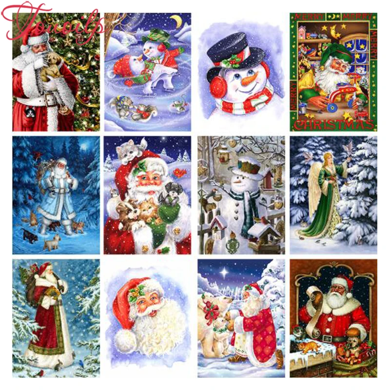 Рождественская елка с Санта Клаусом рождественский подарок алмазная живопись