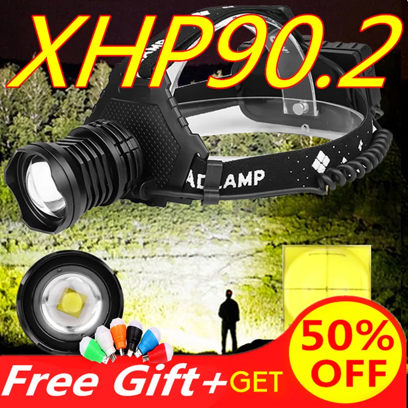 

Новый 90000lm xhp90.2 светодиодный головной фонарь xhp90 высокомощный налобный фонарь usb 18650 перезаряжаемый аккумулятор головной светильник с зумом лучший головной светильник