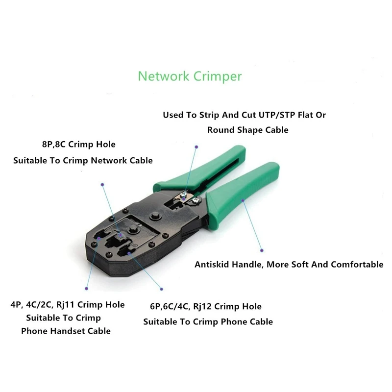 11 in 1 Network Cable Repair Maintenance Tool Kit Set Phone Cable Crimper 8P8C 6P4C Connectors RJ45 RJ11 Network Tester