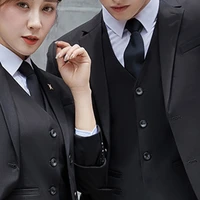 mens uniform black polyester neck tie striped plaid jacquard pattern necktie 35ef