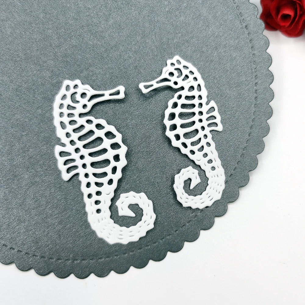 

A Pair Of Seahorses Cutting Dies Scrapbooking Embossing Folders For Card Making Decorative Craft Stencil Greeting Photo Paper