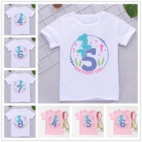 kawaii mermaid seahorse number tshirt 4 5 6 7 8 9th birthday t shirt kids clothes girl t shirt short sleeve t shirts tees top