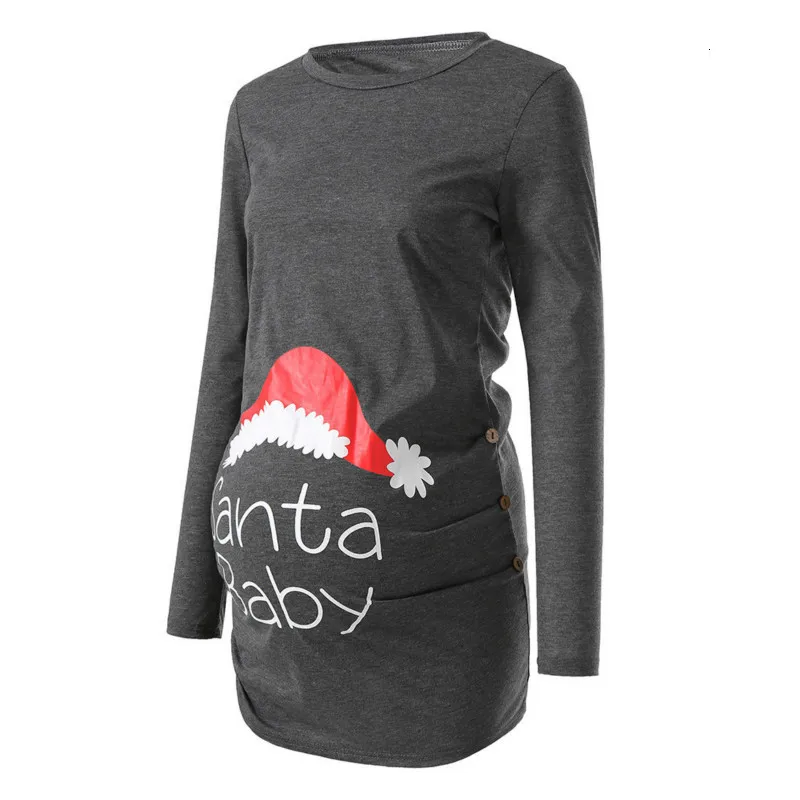 Hot Maternity Clothes Tops For Pregnant Women Santa Claus Print New Year Christmas Pregnancy Shirt Clothing | Мать и ребенок