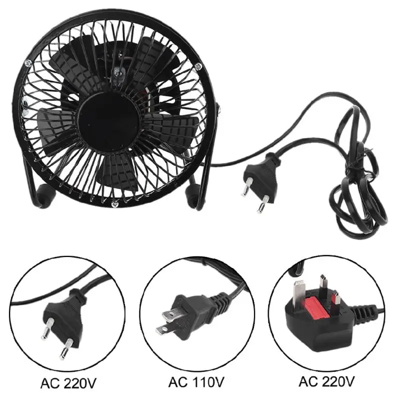 

US EU UK Plug AC 110V 220V Electric Fans Table Metal Fan Small Desktop Fan Suitable for Home and Office Personal Fan