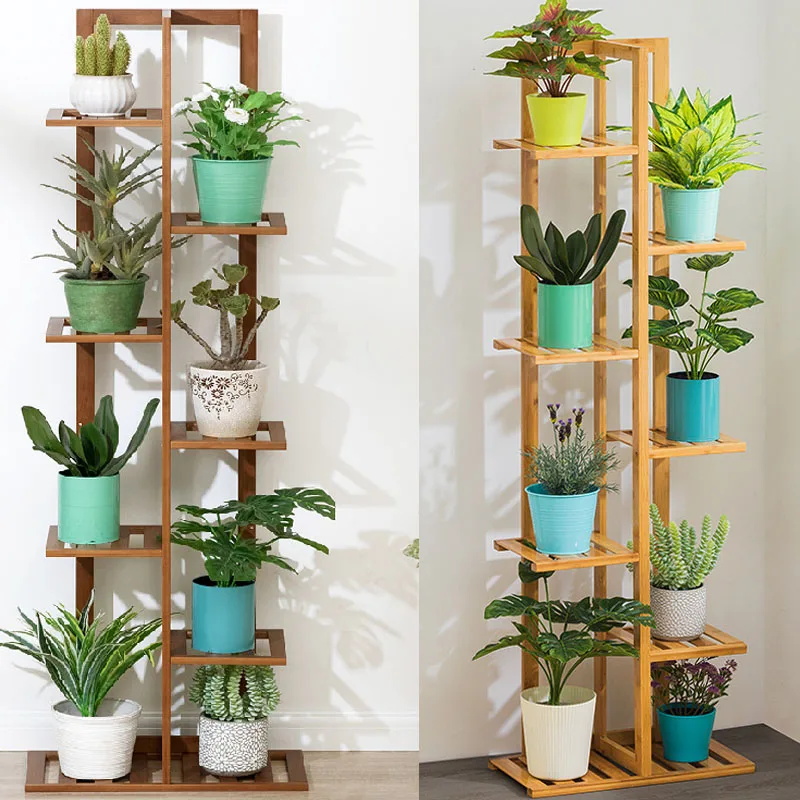 5/6/7 яруса бамбуковые полки для садовых растений держатель цветочных горшков