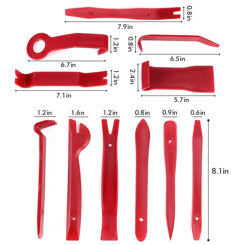 

11pcs Disassembly Pry Tool Red Auto Car Audio Tirm Panel Installer Dashboard Removal Opening Repair Tools Kit Modeling Clip Set