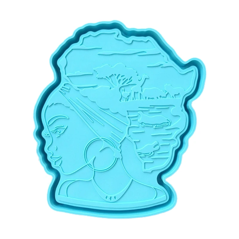

2 Pcs Afro Female Rolling Tray Epoxy Resin Mold African Goddess Fruit Plate Silicone Mould DIY Crafts Jewelry Casting Tools