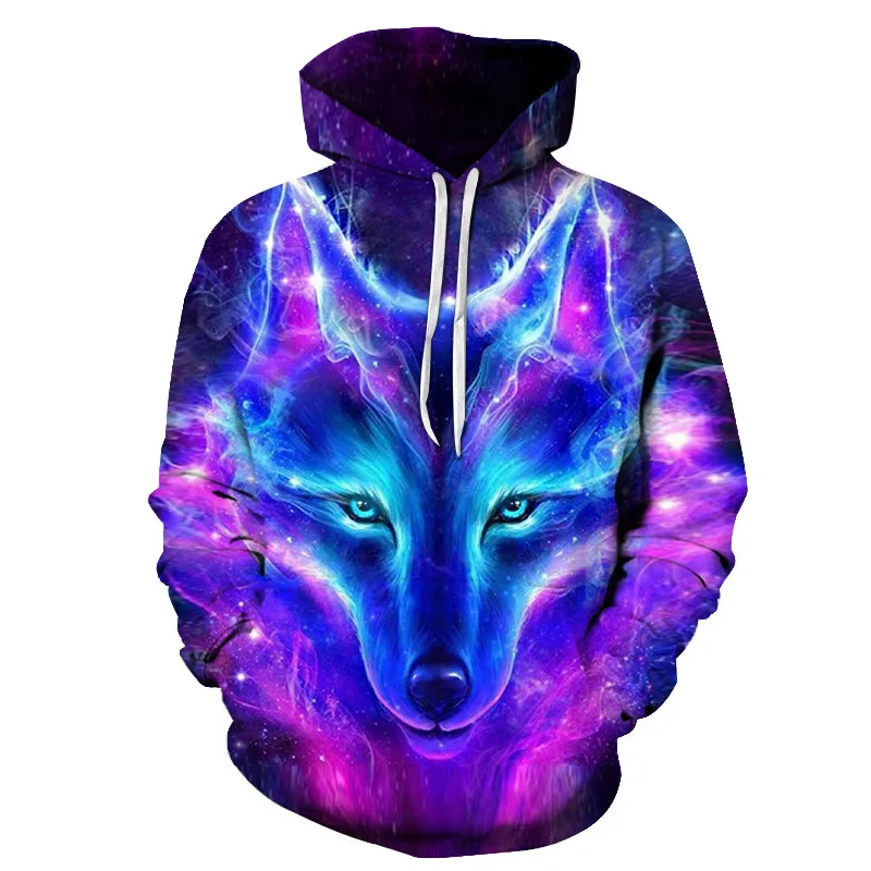 

2021 new men's and women's hoodies 3d printing wolf head sweatshirt children's fashion hip-hop casual jacket