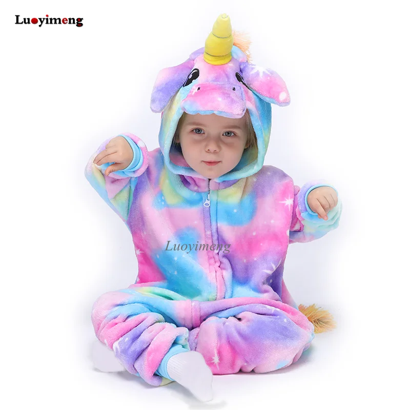 Kigurumi Children's Pajamas For Boys Girls Unicorn Pajamas Flannel Kids Panda Pijamas Suit Animal Sleepwear Winter Cat Onesies