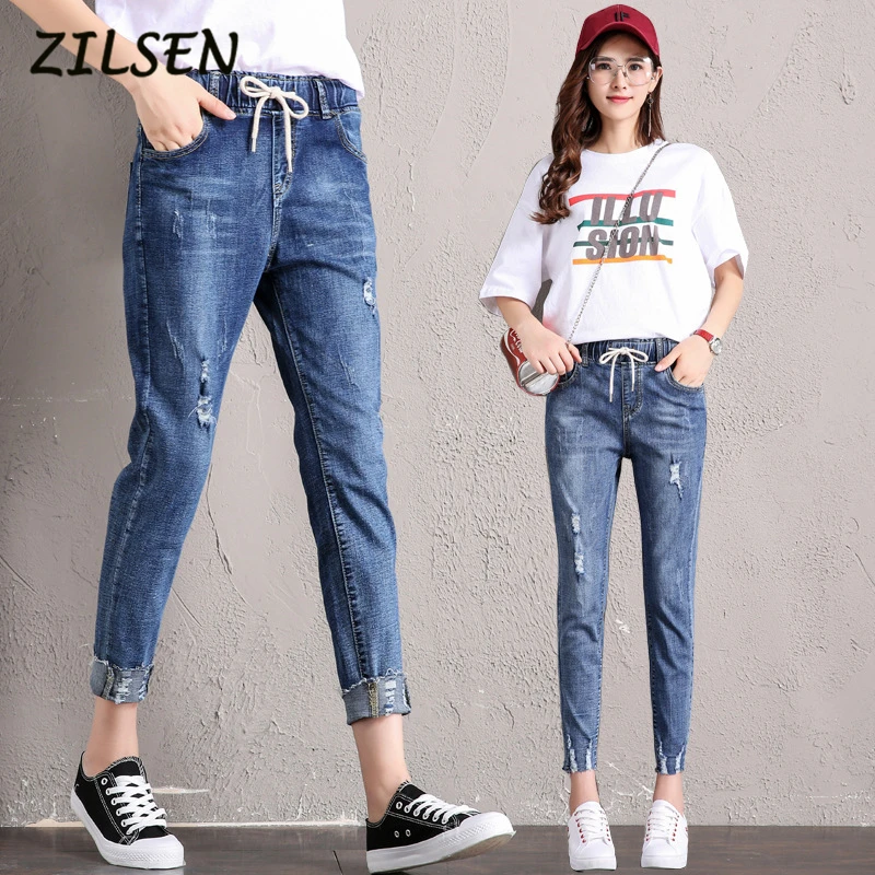 2019 Новые Осенние Летние повседневные джинсы корейские брюки длиной до щиколотки