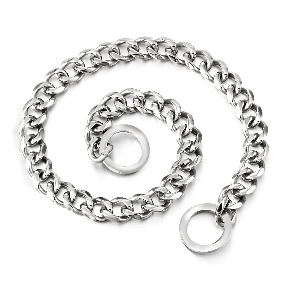 

Stainless Steel Silver Curb Necklace Pet Dog Choker Slip P Chain Collar Best for Small Medium Large Dogs Length Can Be Customize