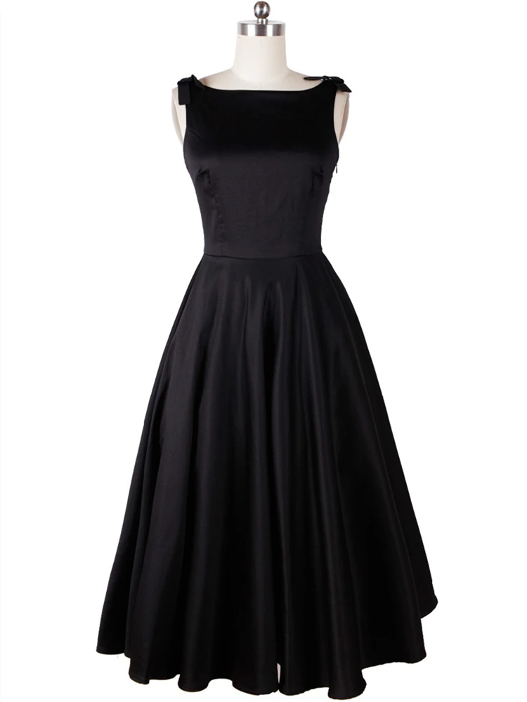 Одри Хепберн без рукавов в винтажном стиле Стиль 50 х 60 платья Маленькое черное