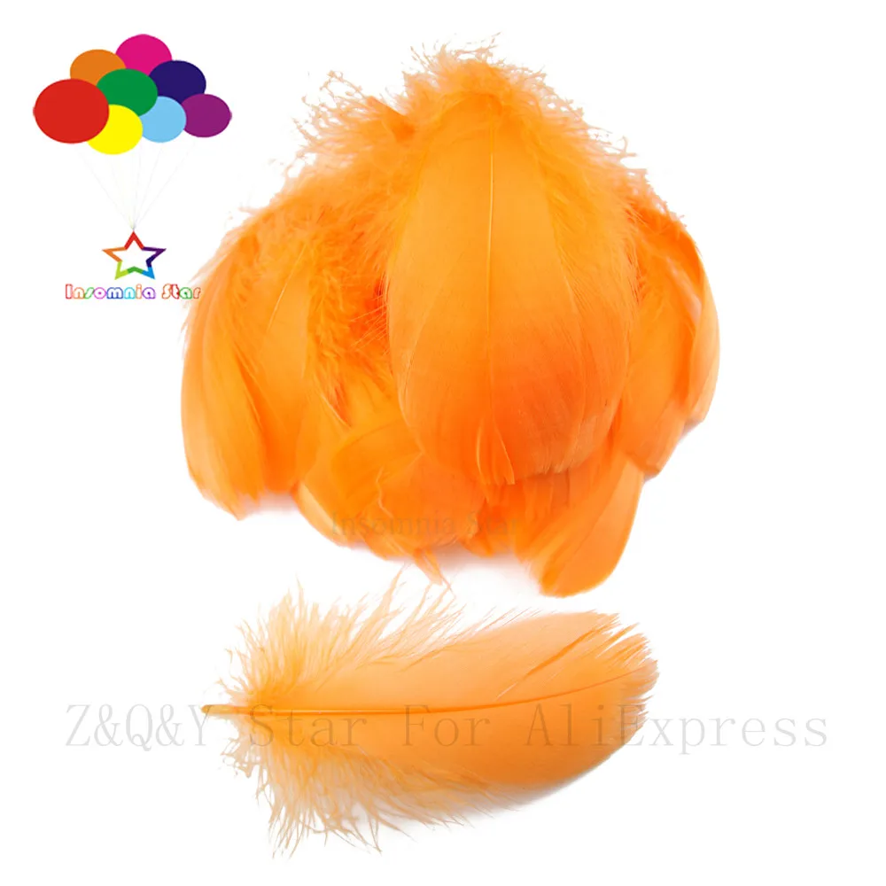 

50-100 натуральные гусиные перья плавающие 5-12 см (2-4 дюйма) окрашенные оранжевые DIY Ювелирные изделия Одежда перья
