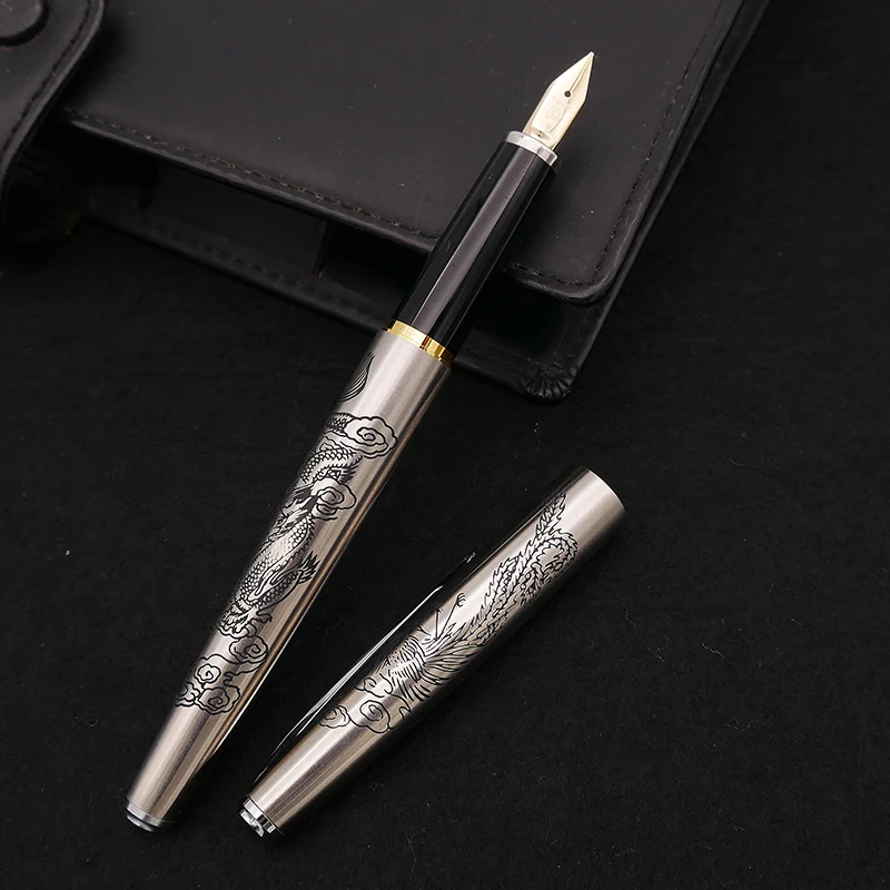 Dragon Phoenix Японская Платина etch старая ручка re выгравировать Meiqiao 14K золото точка металлическая ручка psb-6000 дракон феникс ручка - Цвет: Dragon Phoenix