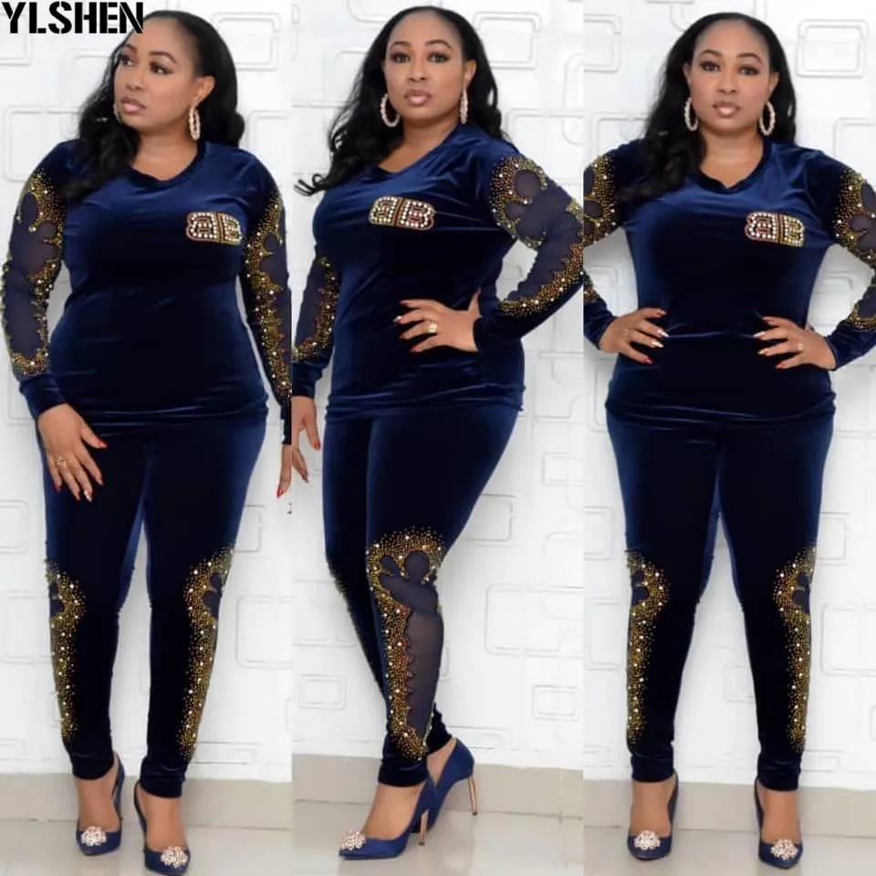 Бархатный комплект из двух предметов Одежда в африканском стиле Новый модный