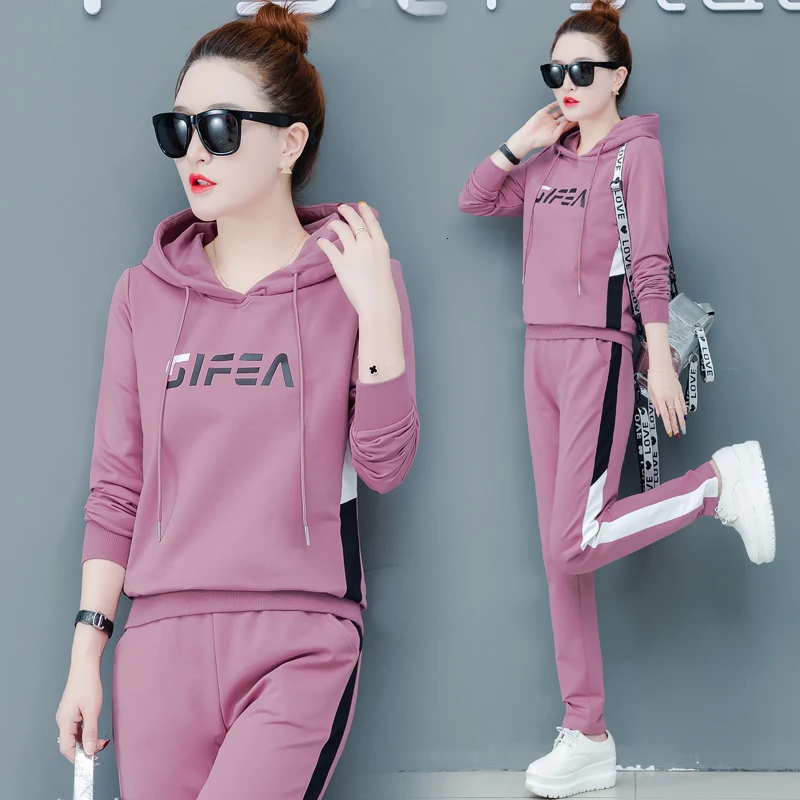 Костюм спортивный женский из 2 предметов брендовая зимняя кофта с капюшоном и