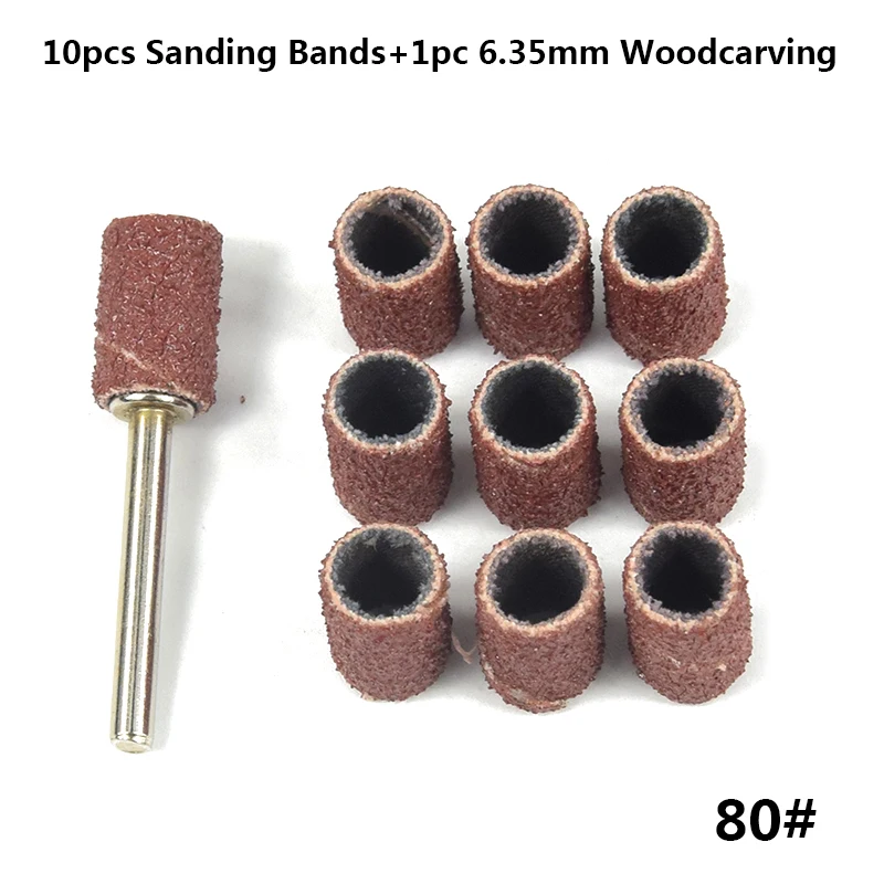 10pcs 80# шлифовальные ленты Dremel с 1/" хвостовиком шлифовальная лента оправка абразивные инструменты для Dremel электрическая дрель Электроинструмент шлифовальный барабан - Цвет: 10pcs