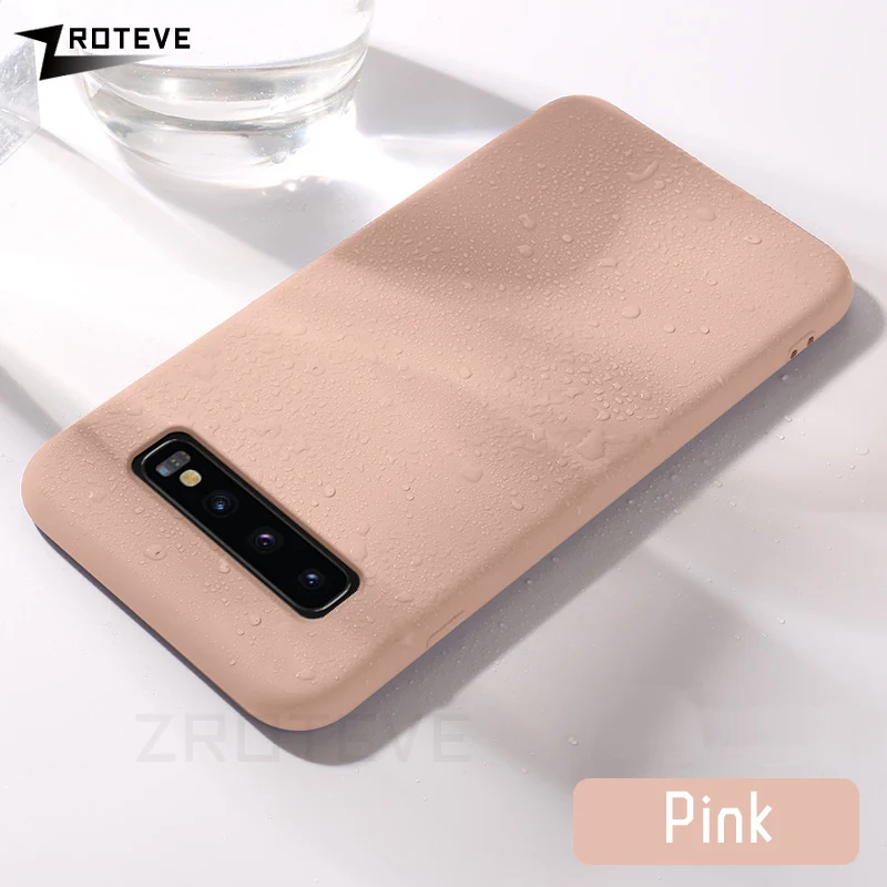 Розовый ZROTEVE Жидкая силиконовая крышка для samsung Galaxy S10 S9 S8 Plus Note 10 9 8 чехол КРЫШКА ДЛЯ Smausng A10 A20 A30 A40 A50 A70 чехол s - Цвет: Розовый