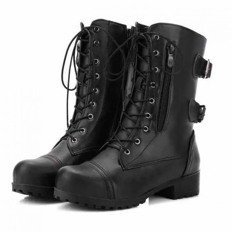 

Женские мотоциклетные ботинки на платформе, полусапожки на молнии, Кожаные Туфли-оксфорды на шнуровке, на высоком каблуке