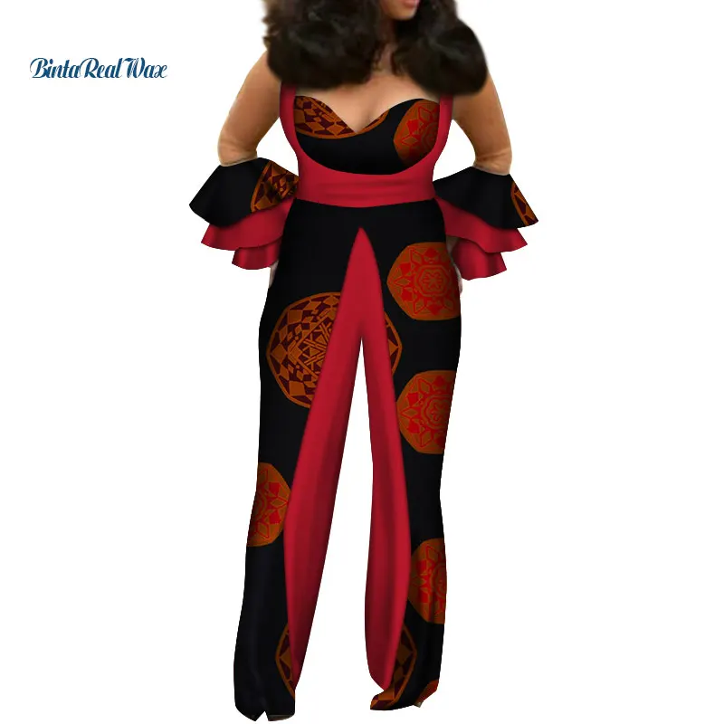 Африканский женский комбинезон богатый лоскутный с принтом оборками на рукавах