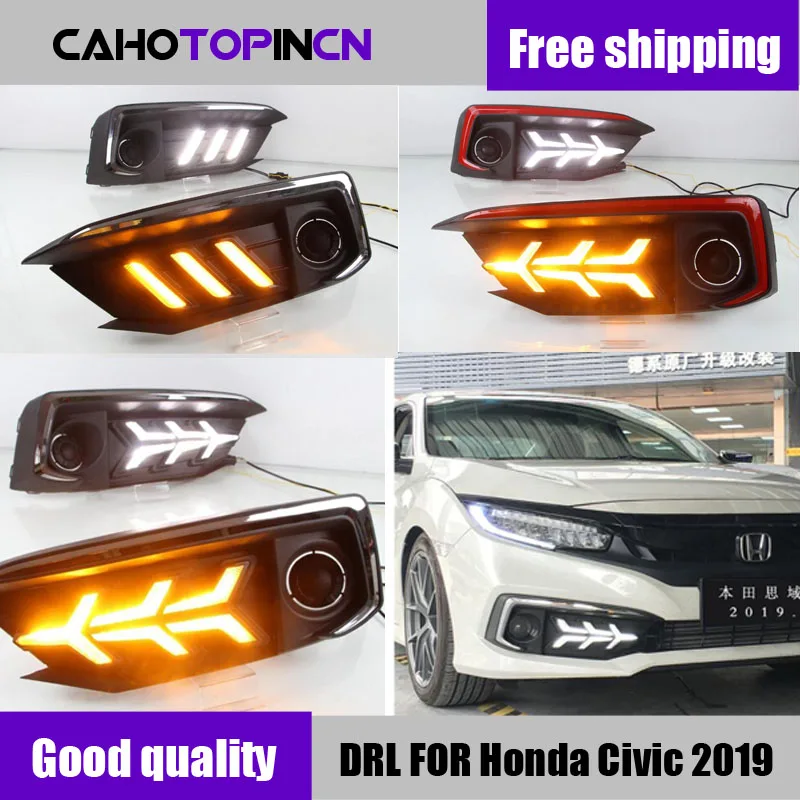 1 пара СВЕТОДИОДНЫЙ DRL для Honda Civic 2019 2020 седан с движущимся сигналом светодиодный
