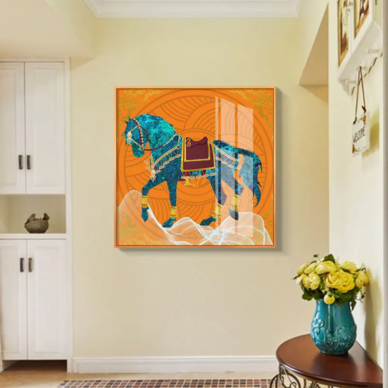 Fantanstic настенное Искусство Холст Синий лошадь с голубыми глазами и белой марлей