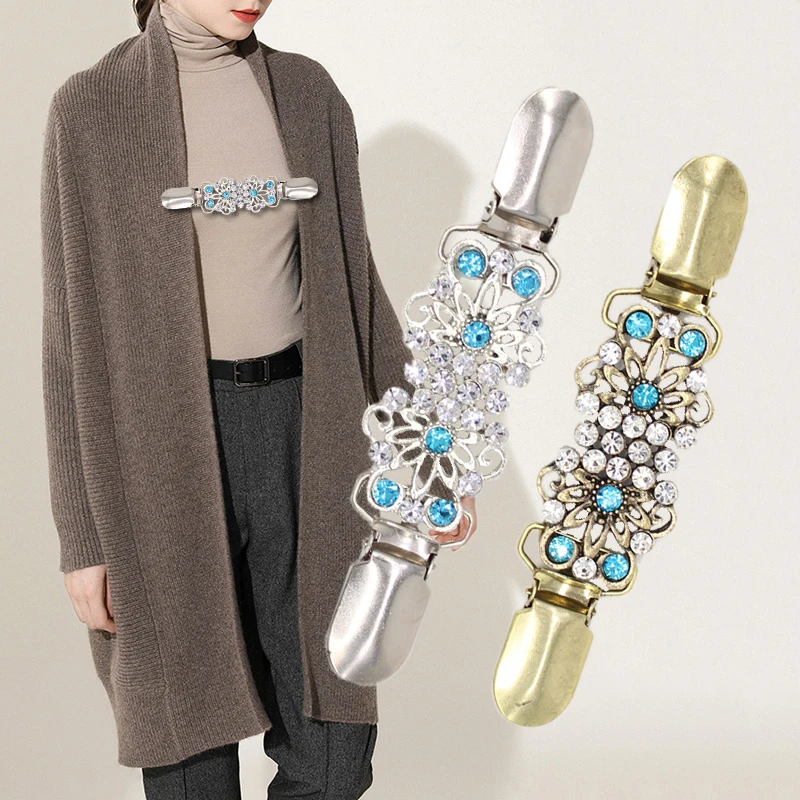 Женская винтажная шаль с кристаллами элегантная на утином пуху застежка для