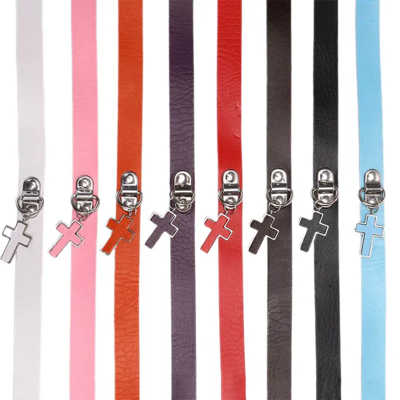 

Lady Stylish Fashion Lovely cross Decoration Collar Necklace Vacation Jewelry PU Leather Chokers Necklace