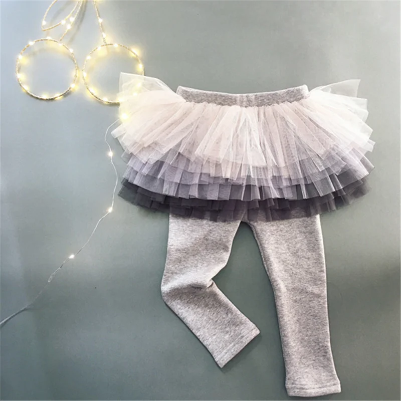 CYSINCOS/Милая Кружевная юбка-пачка для маленьких девочек Леггинсы Брюки Цвет серый