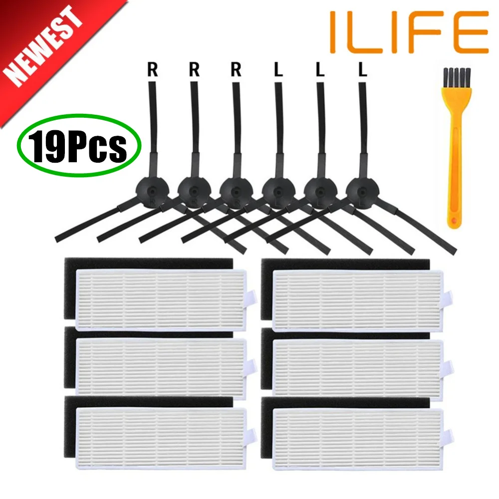 19pcs 18 шт./лот робот пылесос Hepa фильтр для ilife A8 a40 a6 a4 a4s запчасти фильтр боковая щетка danhui робот пылесос запчасти - Цвет: 19pcs