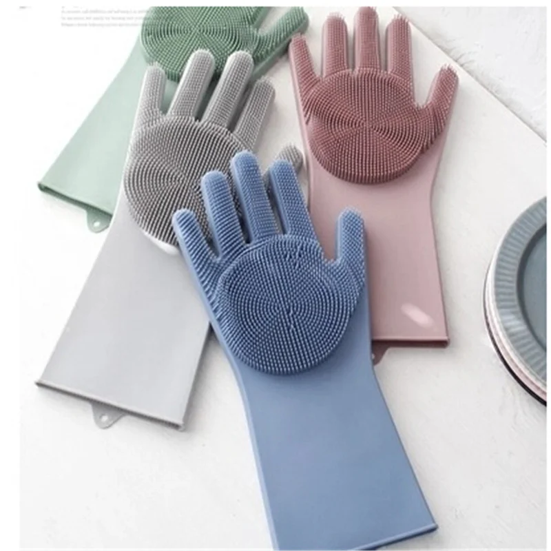 1 шт. перчатки Кухня силиконовая Чистящая Перчатки Magic силиконовый ручной насос