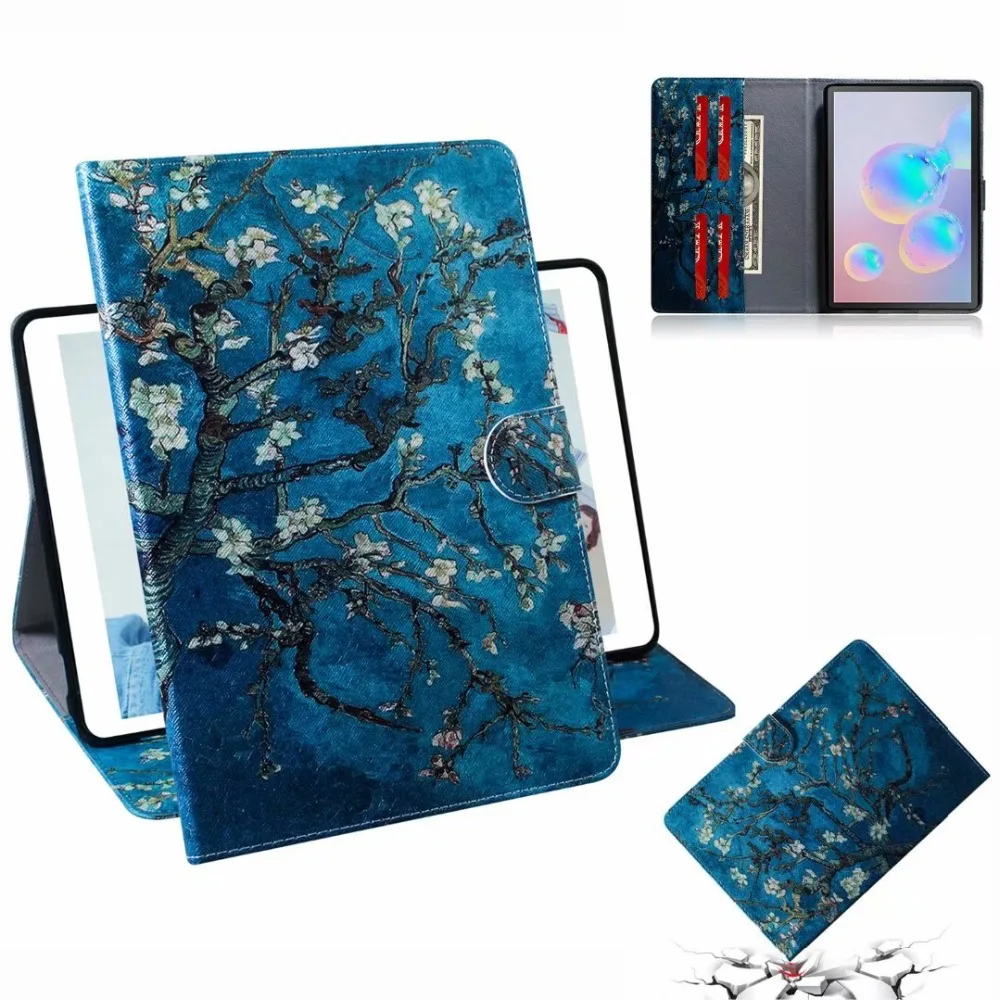 Чехол для планшета для Samsung Galaxy Tab S6 T860 T865 SM-T860 SM-T865 10,5 дюймов модный цветной рисунок кожаный чехол-подставка, петля+ подставка для ручек