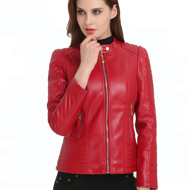 Новая кожаная мотоциклетная куртка для женщин осенняя повседневная короткая