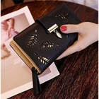 Женский кошелек с золотыми полыми листьями, кошелек из искусственной кожи на молнии, женский длинный Многофункциональный клатч с застежкой и держателем для карт, женская сумка для телефона