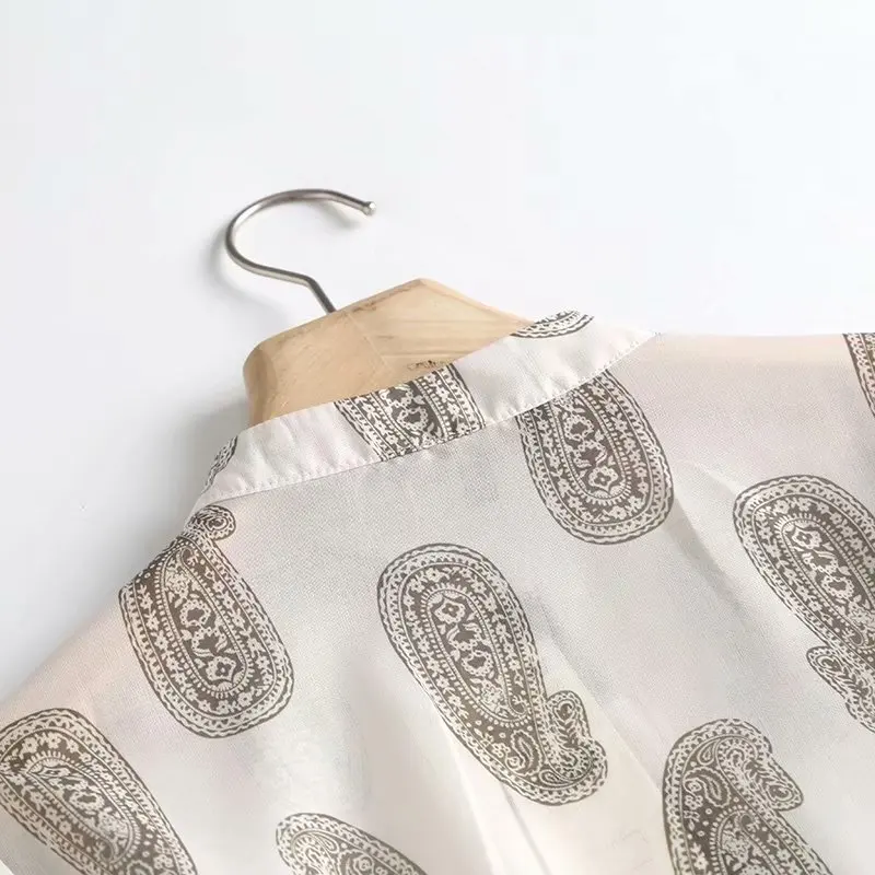 

WXWT Za 2021 New Women Paisley Print Blouse Long Sleeve Chic Female Office Lady Shirt Blusas Femininas FC9085