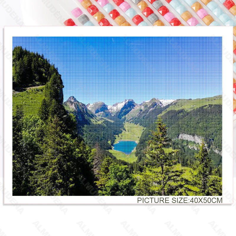 

Diy Diamond Painting Cross-Sea Bridge Nordic Style Full Inlaid Diamond Handmade Dot Inlaid Diamond Bedroom Living Room Sticker