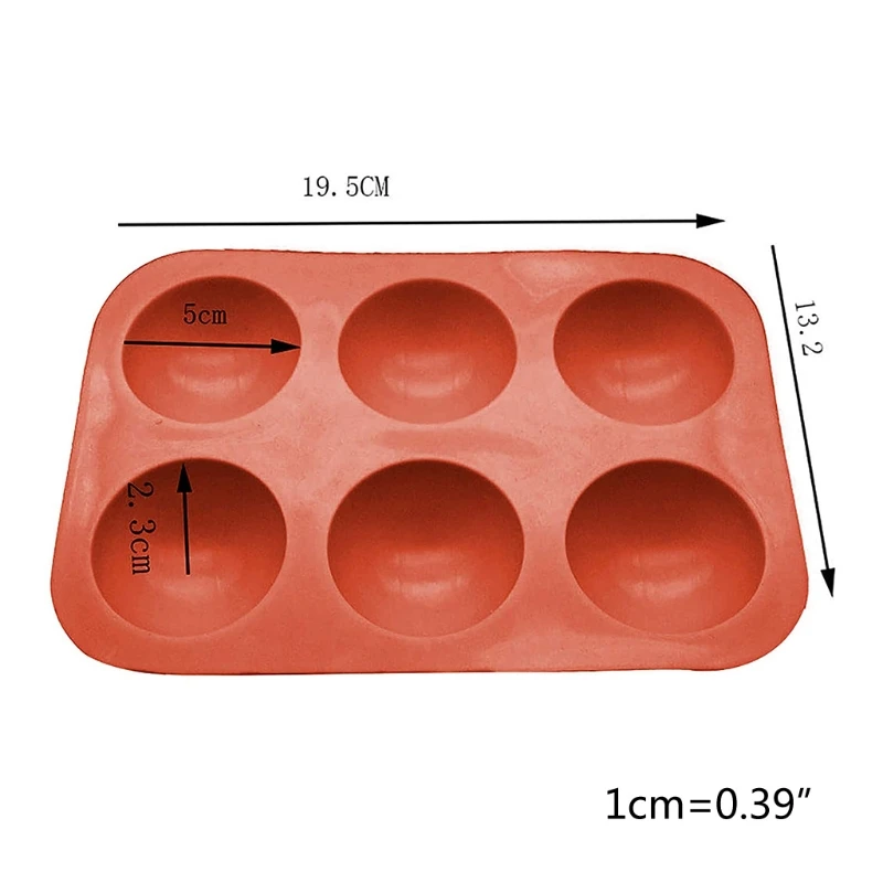 

6 Cavity Small Semicircle Cake Baking Molds Silicone Chocolate Candy Non-stick