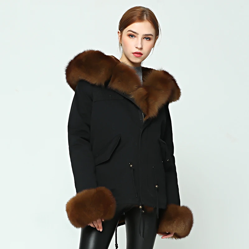 OFTBUY, парка, зимняя куртка для женщин, большой натуральный Лисий мех, воротник, теплая Толстая парка, верхняя одежда, зимнее пальто, женское меховое пальто
