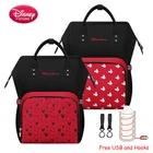 Disney Микки Мышь зарядка через USB для мамочек для детских подгузников, дорожный сумки для подгузников, сумка-рюкзак для ухода за ребенком Водонепроницаемый путешествия рюкзак для молодых мам