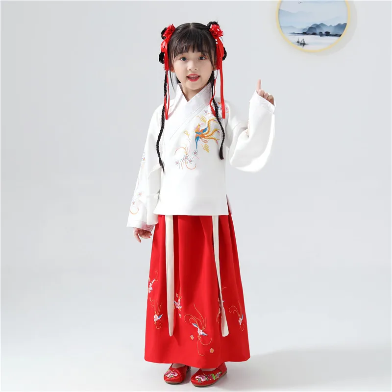 Детские костюмы ханьфу для девочек китайский костюм Тан супер сказочная юбка