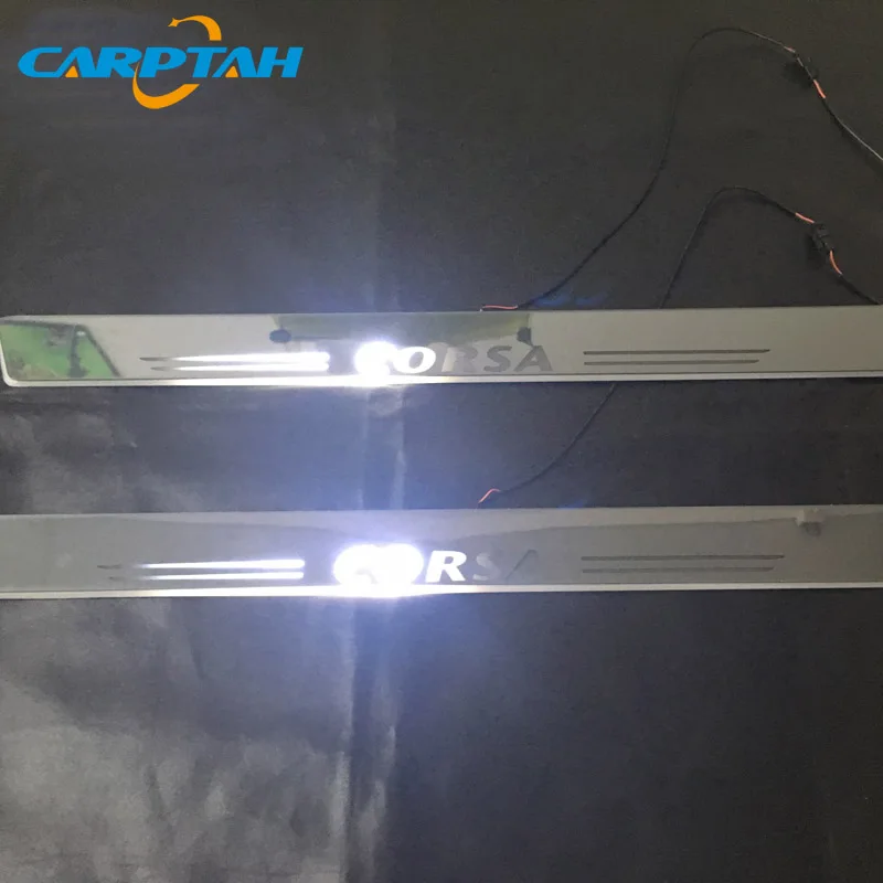 CARPTAH обрамление педали автомобиля внешние части светодиодный порог Накладка путь динамический стример свет для Opel Corsa B D E 2008