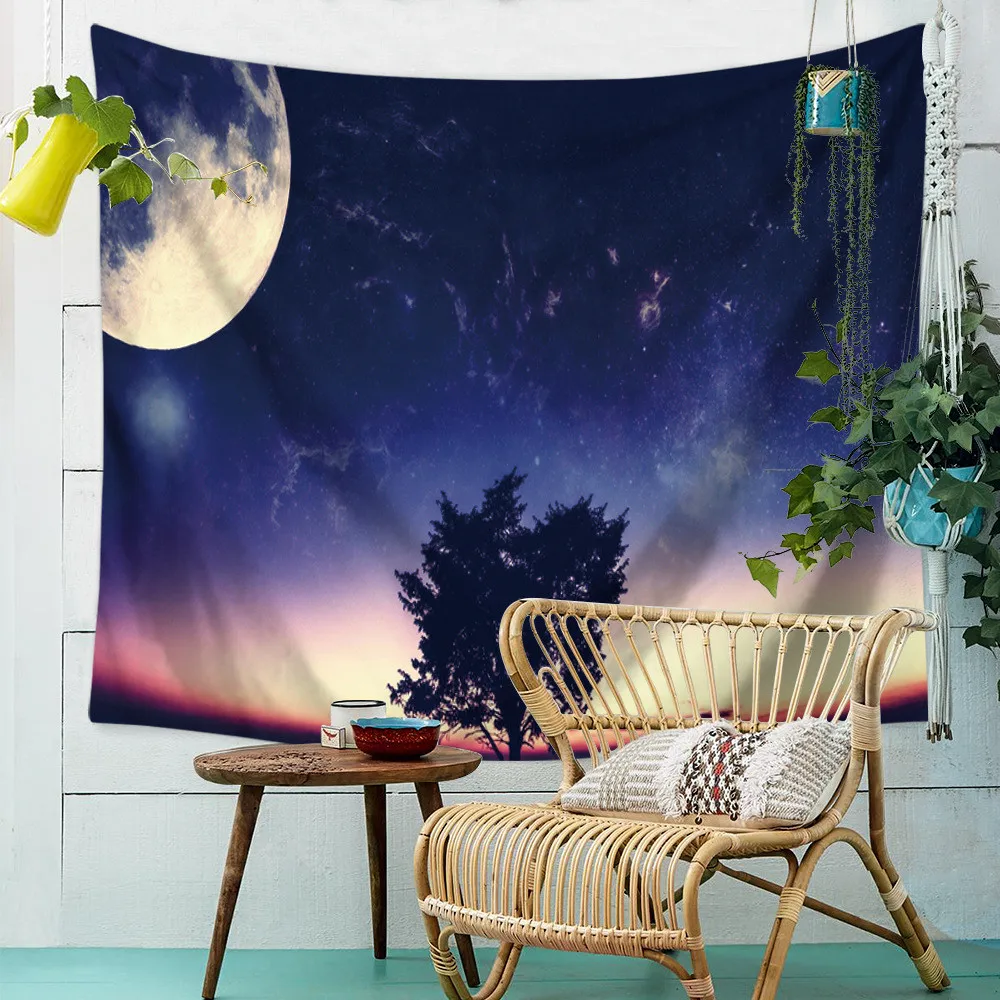 

Bohemian Night Sky Tapestry Wall Hanging Creativity Bedspread Mandala Tapestry For Living Room Bedroom Ethnic Beach Yoga Mat