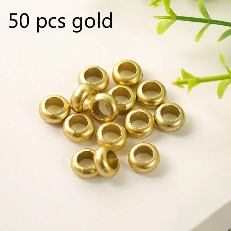 50-150 шт, африканские Кольца для волос, манжеты, трубки, амулеты, дредлок, страшные косички для волос, ювелирные украшения, аксессуары, золотые, серебряные бусы - Цвет: 50 pcs gold
